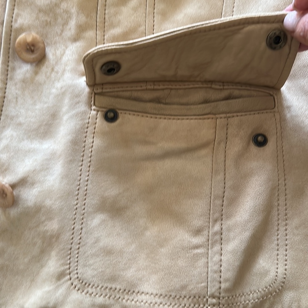 UGG Australia Genuine Lamb Leather Jacket - Tan Beige Button Up Coat, Size M - Picture 11 of 15